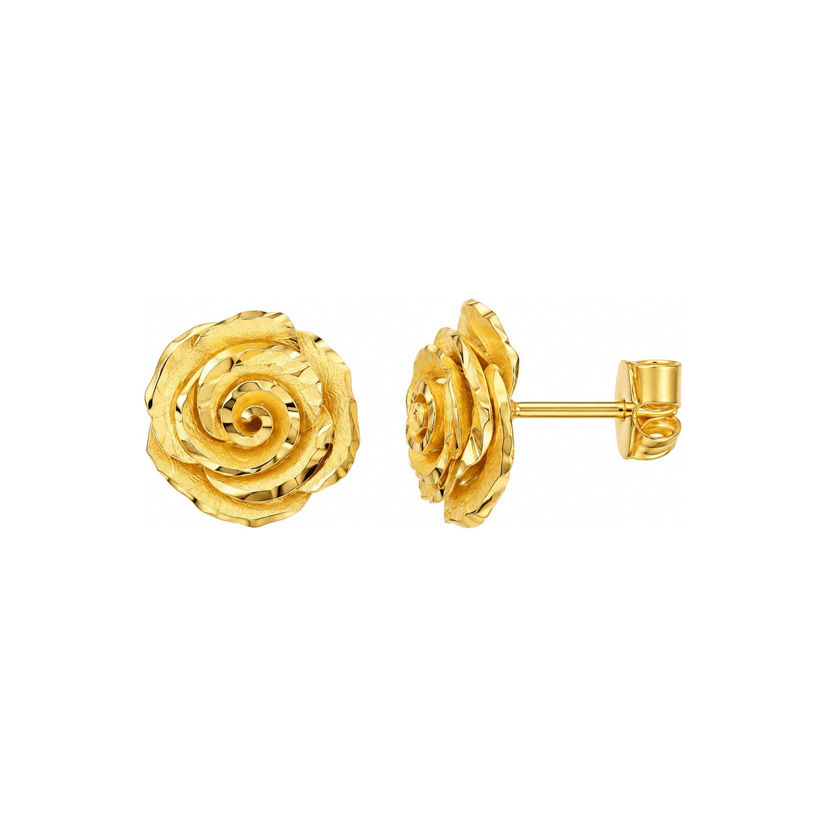 Aretes de Dama Oro 10k Flor Rosa Texturizada
