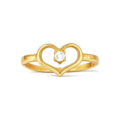 Anillo de Niña Oro 10k Corazón Calado con Circonio