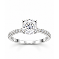 Anillo de Matrimonio Dama Solitario Redondo con Banda Pavé Moissanite 2ct S925