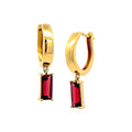 Aretes de Dama Oro 14k Argolla con Granate