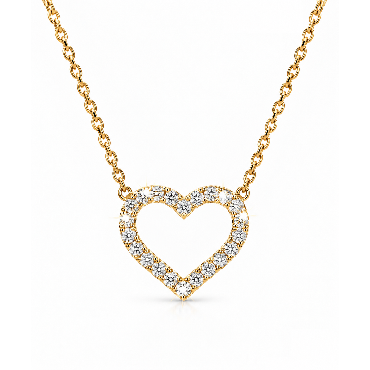 Cadena de Mujer Oro 10k con Dije Corazon de Diamantes Naturales