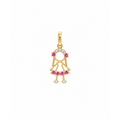Dije Niña Calada Oro 14k con Zafiro Rosa y Circonios