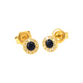 5.5mm Aretes de Dama Oro 14k Topos con Halo con Zafiro y Diamantes Naturales