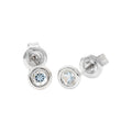 5mm Aretes de Dama Oro Blanco 14k Redondos con Aguamarina