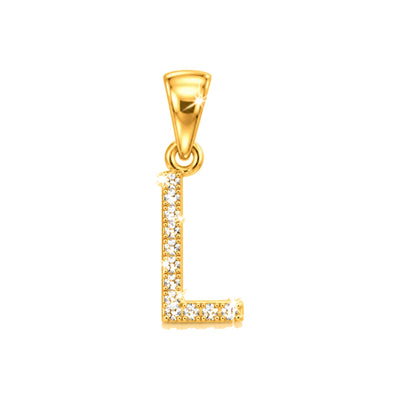 Dije Letra L Oro 10k con Diamantes Naturales