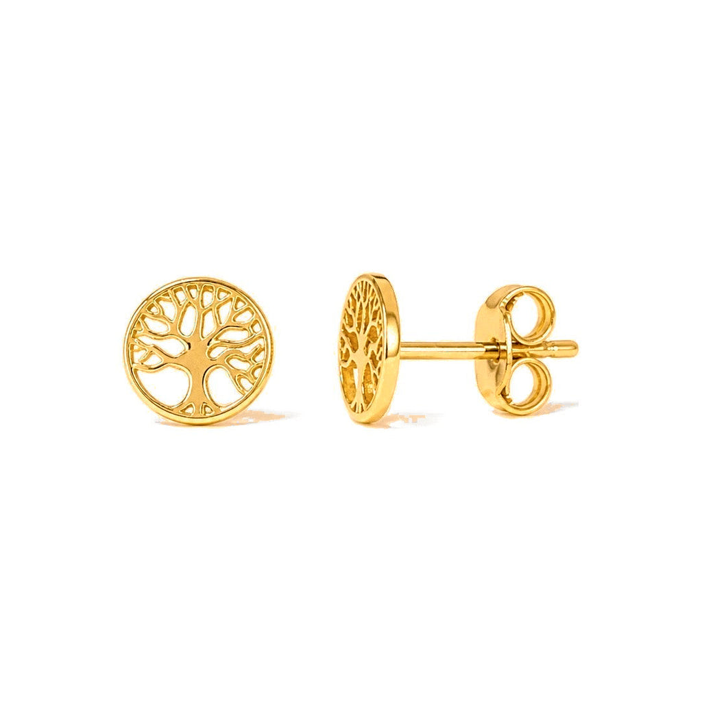 Aretes de Dama Oro 14k Árbol de la Vida Calado