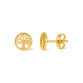 Aretes de Dama Oro 14k Árbol de la Vida Calado