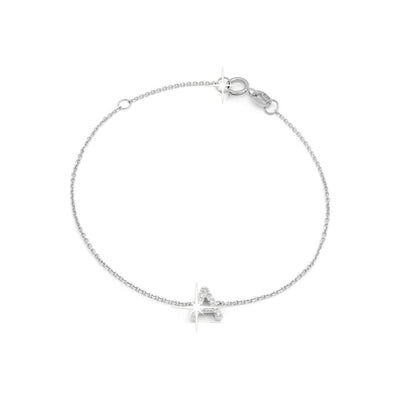 Brazalete de Dama Oro Blanco 14k Inicial con Diamantes Naturales