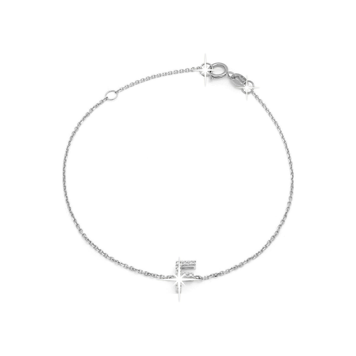 Brazalete de Dama Oro Blanco 14k Inicial con Diamantes Naturales
