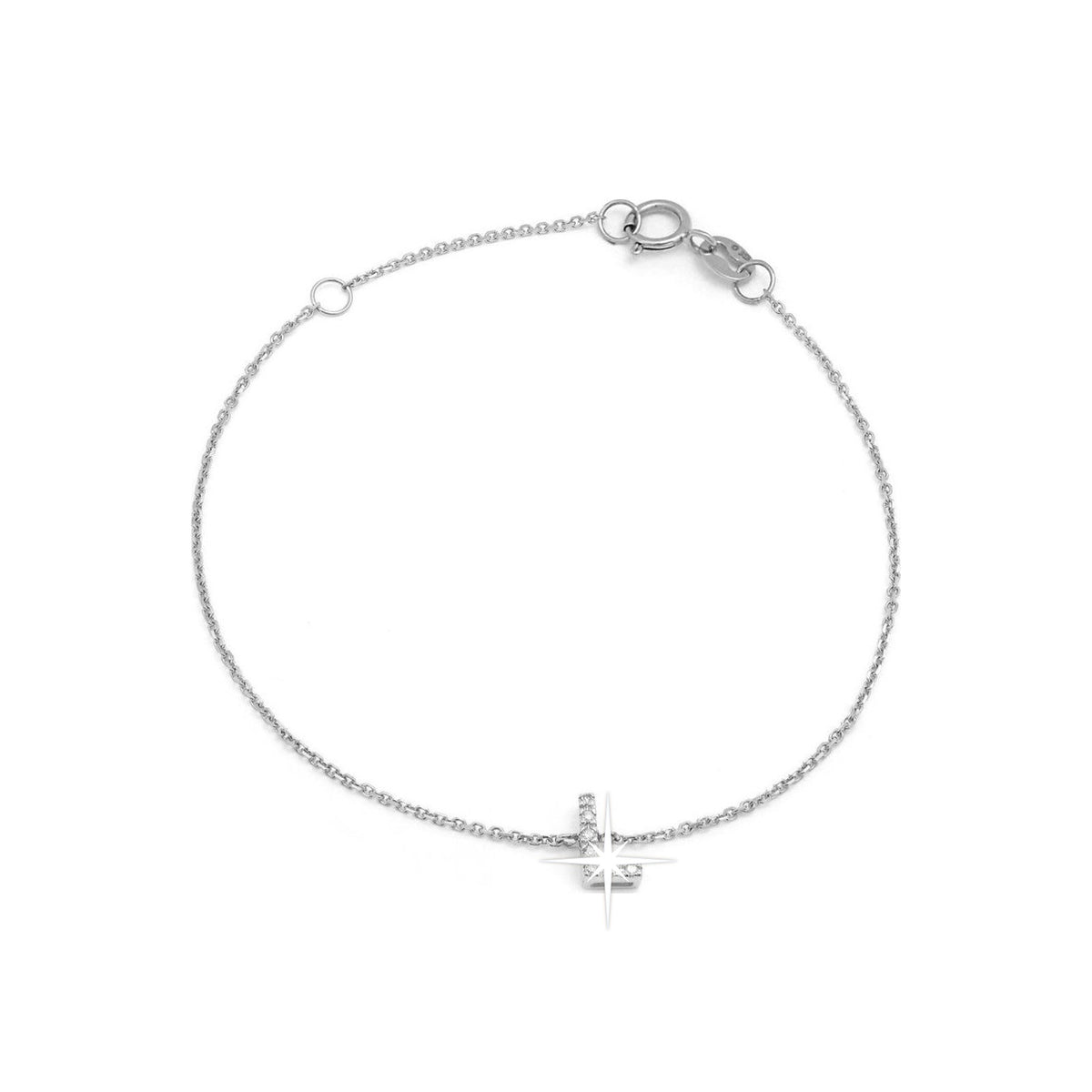 Brazalete de Dama Oro Blanco 14k Inicial con Diamantes Naturales