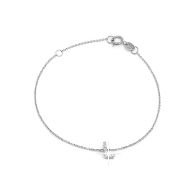 Brazalete de Dama Oro Blanco 14k Inicial con Diamantes Naturales
