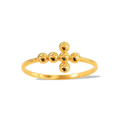 Anillo de Dama Oro 10k Cruz de Bolitas