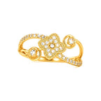 Anillo de Dama Oro 14k Flor Pave con Remolinos