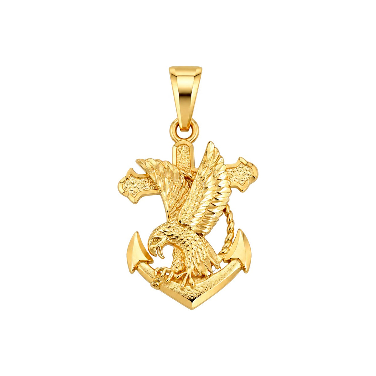 Dije Águila con Ancla y Cruz Oro 14k