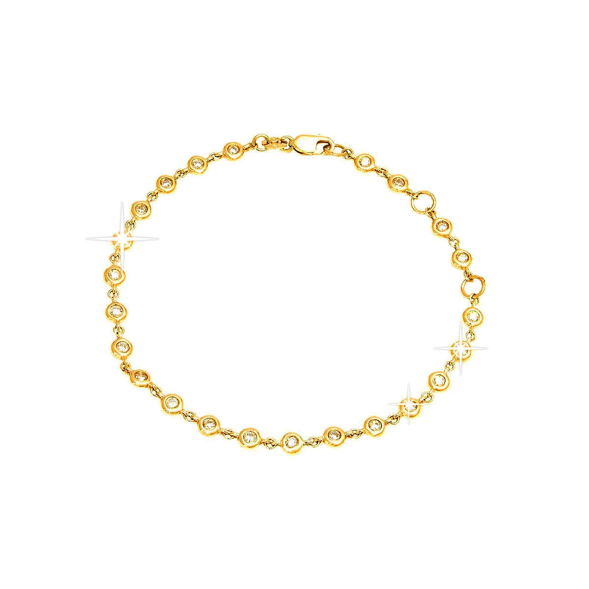 Brazalete de Dama Oro 14k Redondos con Diamantes Naturales