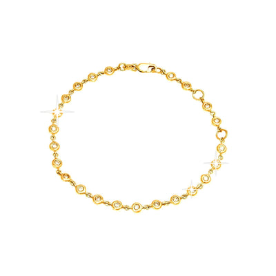 Brazalete de Dama Oro 14k Redondos con Diamantes Naturales