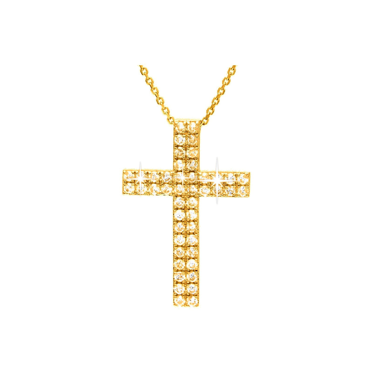 Collar Oro 14k Cruz Pavé con Diamantes Naturales