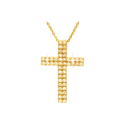 Collar Oro 14k Cruz Pavé con Diamantes Naturales