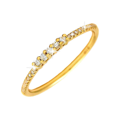 1.8mm Anillo de Dama Oro 14k Apilable Banda con Diamantes Naturales