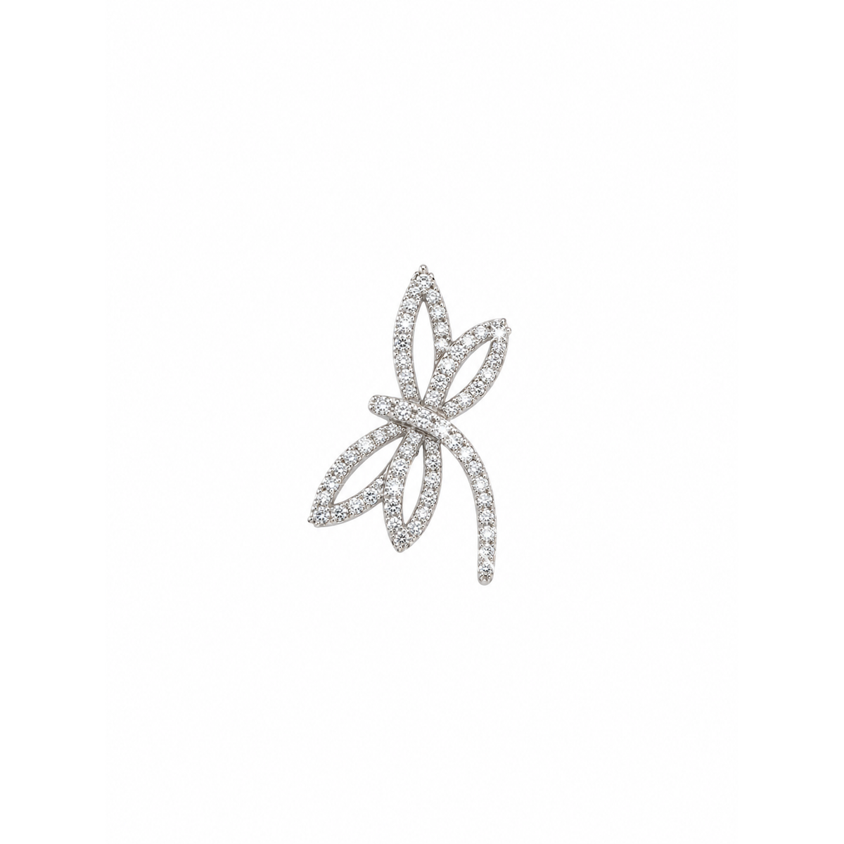 18.5x13.3mm Dije Libélula Oro Blanco 14k con Diamantes Naturales