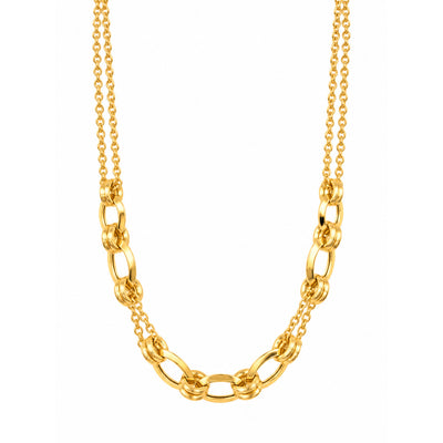 Cadena Oro 14k Doble Hilera con Eslabones Ovalados