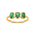 Anillo de Dama Oro 10k Tres Circonios Verdes Ovalados - Crea7 Jewelry (foto 1 de 2)