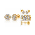 Aretes de Dama Oro 10k Topos Racimo con Halo de Diamantes Naturales y Tornillo