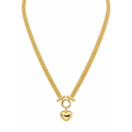 10mm Cadena Malla Oro 14k con Dije de Corazón 20 Pulgadas