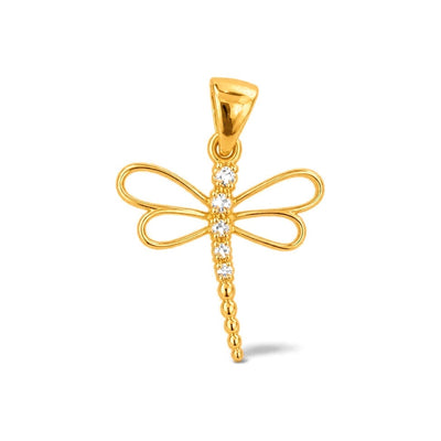 Dije Libélula Calada Oro 14k con Circonios