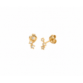 4x7mm Aretes de Dama Oro 14k Tres Estrellas Escalonadas con Diamantes Naturales