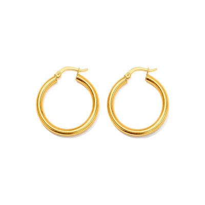 Aretes de Dama Oro 10k Argolla Mediana Tubo