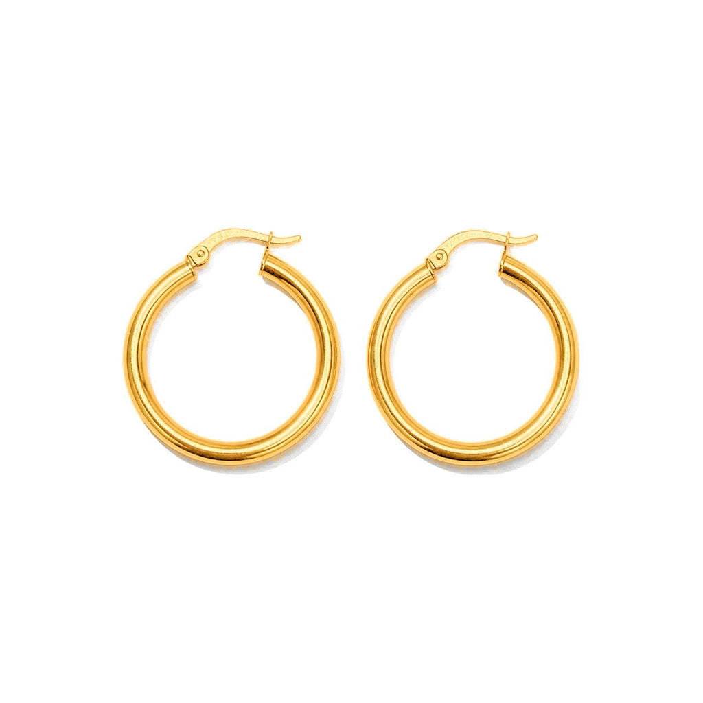 Aretes de Dama Oro 14k Argolla Mediana Tubo