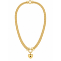 Cadena Oro 10k Malla Tejida con Dije Corazón 4.5mm 16 Pulgadas