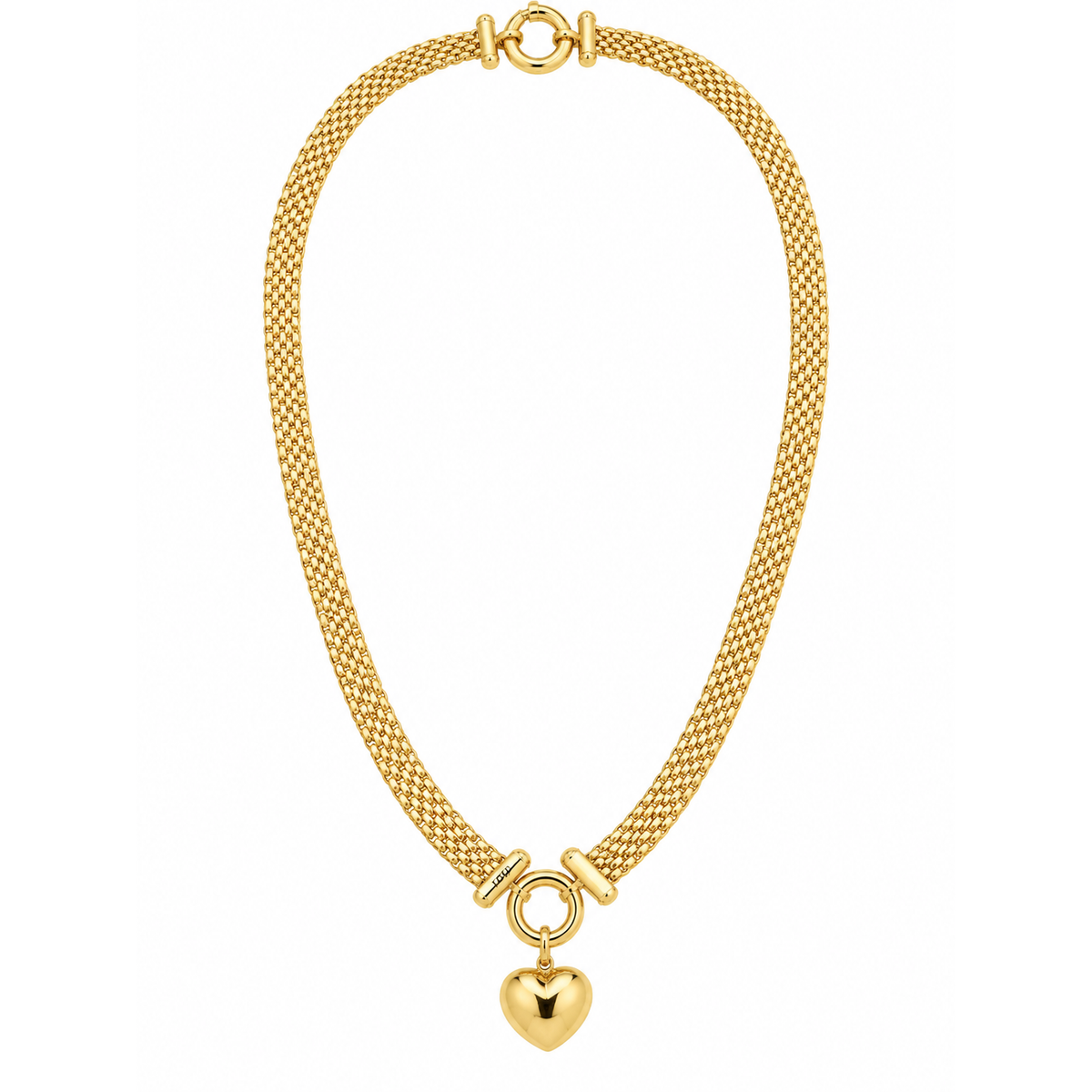 Cadena Oro 10k Malla Tejida con Dije Corazón 4.5mm 16 Pulgadas