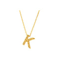 7mm Collar Oro 14k Inicial Pavé con Diamantes Naturales