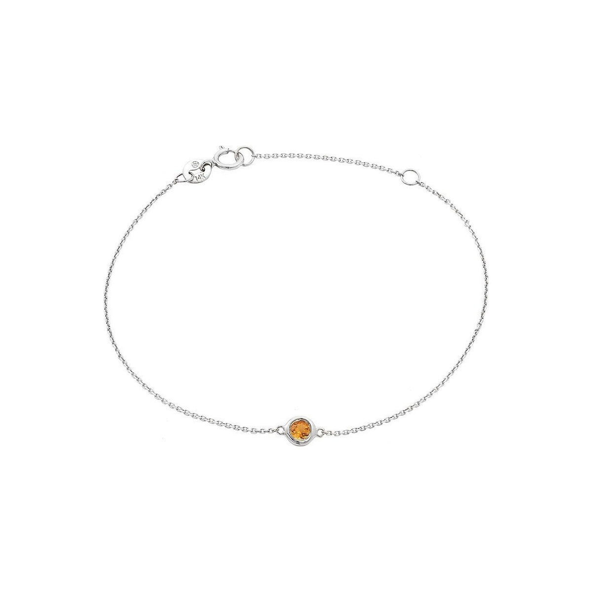 5mm Brazalete de Dama Oro Blanco 14k Redondos con Citrino