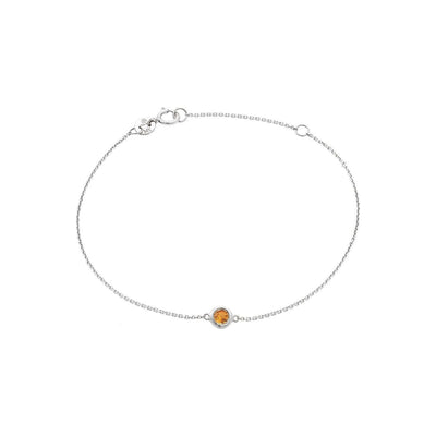 5mm Brazalete de Dama Oro Blanco 14k Redondos con Citrino
