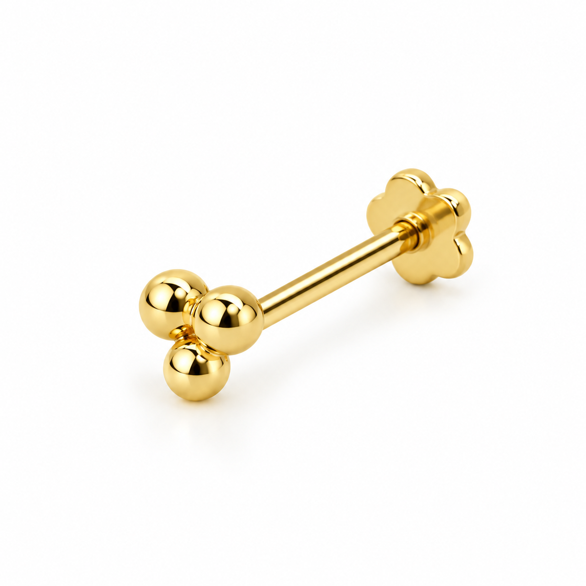 Piercing de Cartílago Oro 14k Trío de Bolitas