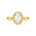 Anillo de Matrimonio para Dama Oro 14k Solitario Oval con Halo