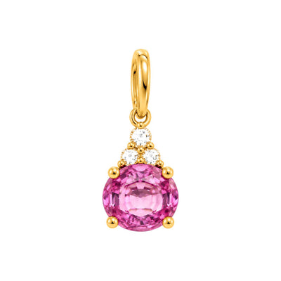 Dije Zafiro Rosa con Corona de Circonios Oro 14k