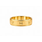 Banda de Hombre Oro 14k Cepillada con Estrellas