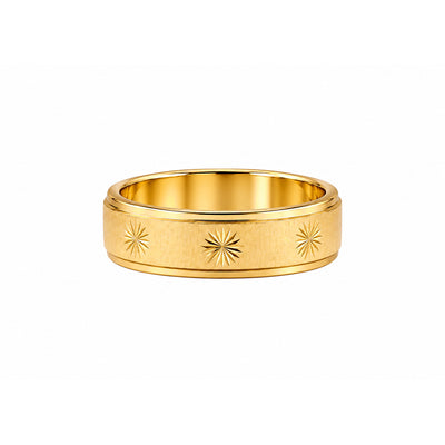 Banda de Hombre Oro 14k Cepillada con Estrellas