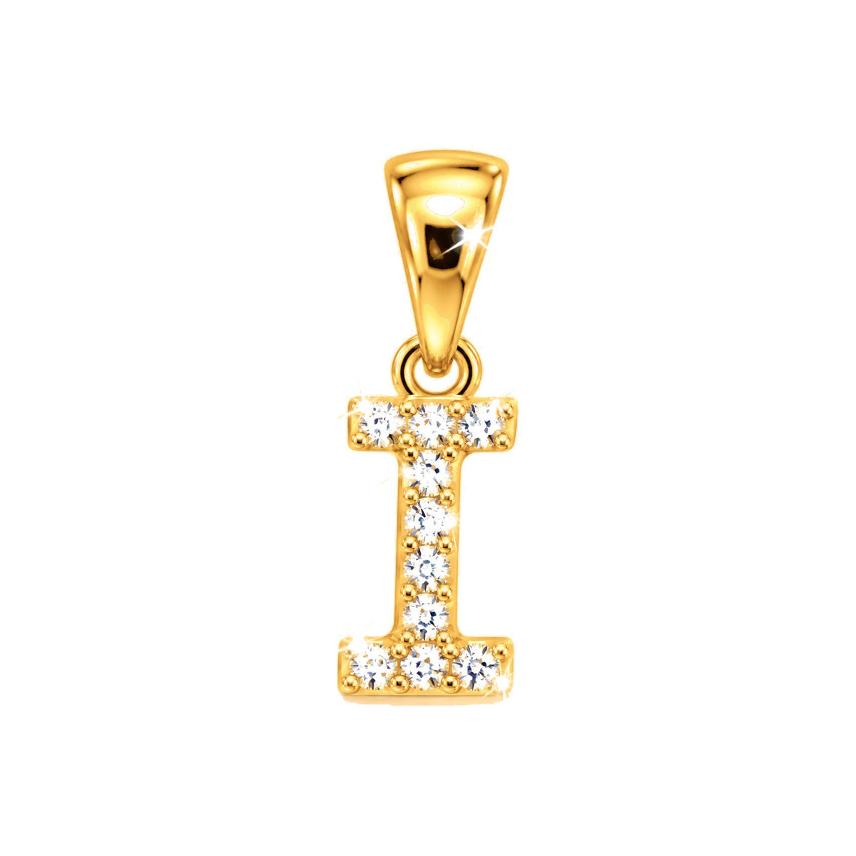 Dije Letra I Oro 10k con Diamantes Naturales