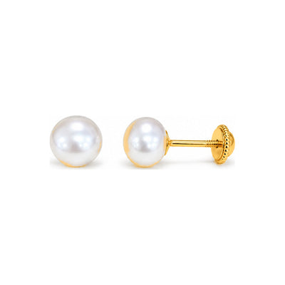 Aretes de Dama Oro 10k con Perla