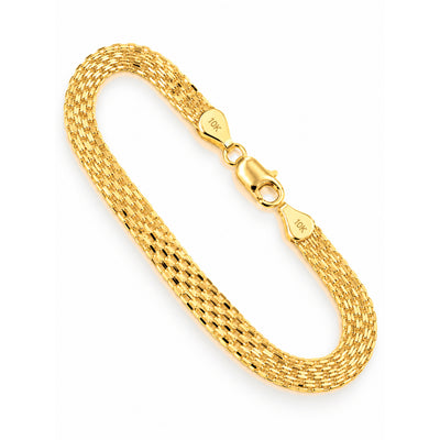 Brazalete Oro 10k Malla Tejida 7 Pulgadas