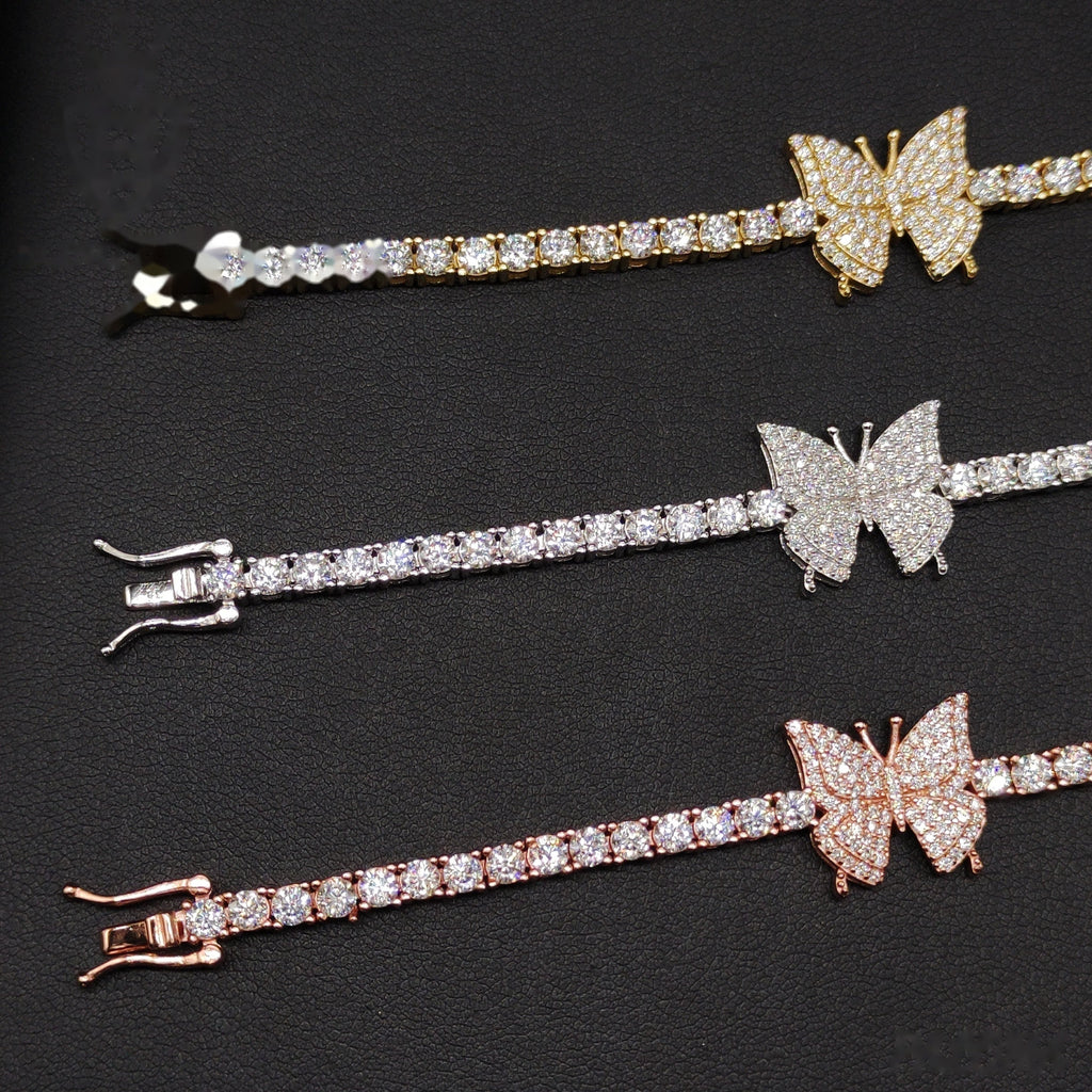 3MM Manilla Tenis Mariposas Moissanite S925