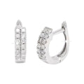 3x11mm Aretes de Dama Oro Blanco 14k Argolla Pavé con Diamantes Naturales