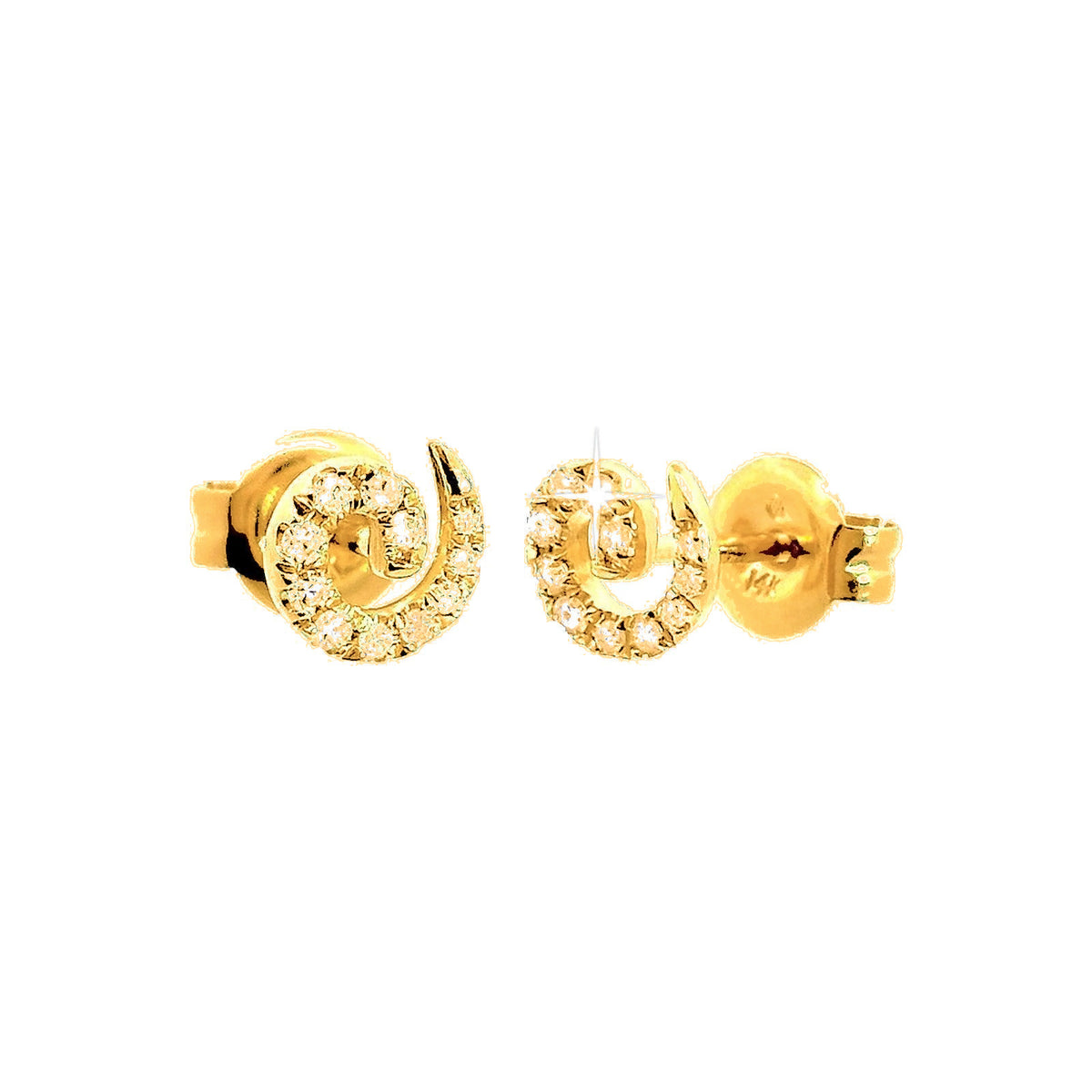 5mm Aretes de Dama Oro 14k Redondos Pavé con Diamantes Naturales