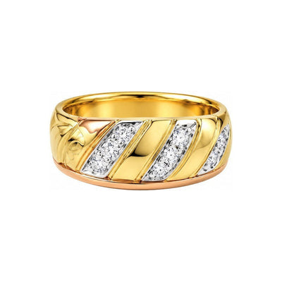 Anillo de Matrimonio de Hombre Oro 10k Diagonal Dos Tonos