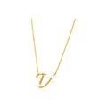 14mm Collar Oro 14k Inicial Pavé con Diamantes Naturales
